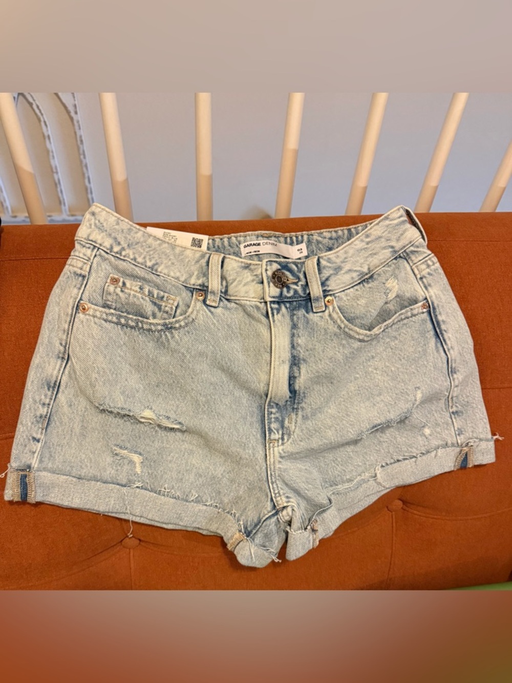 Garage: Light Wash Denim Frayed Hem Women’s Shorts - NWT